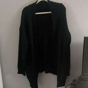 SHEIN Black Knit Open-Front Cardigan